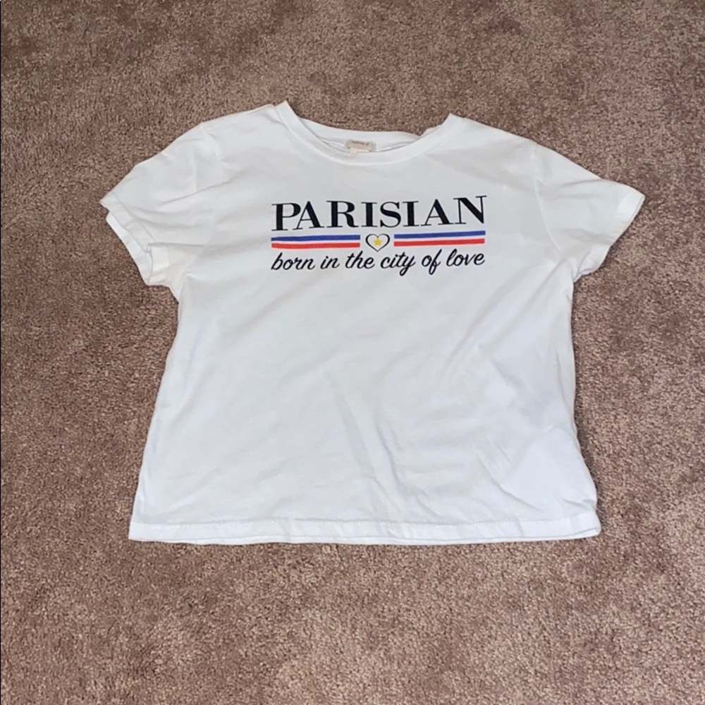 white blue and red “ city of love Paris” shirt